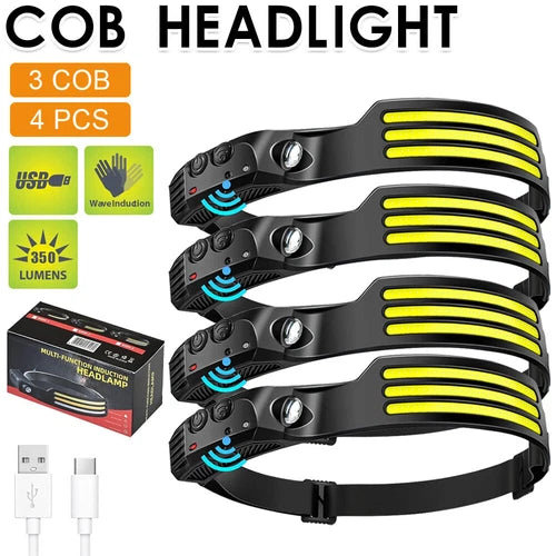 1-5x COB Headlamp Night Buddy LED Motion Sensor Head Torch Headlight Waterproof