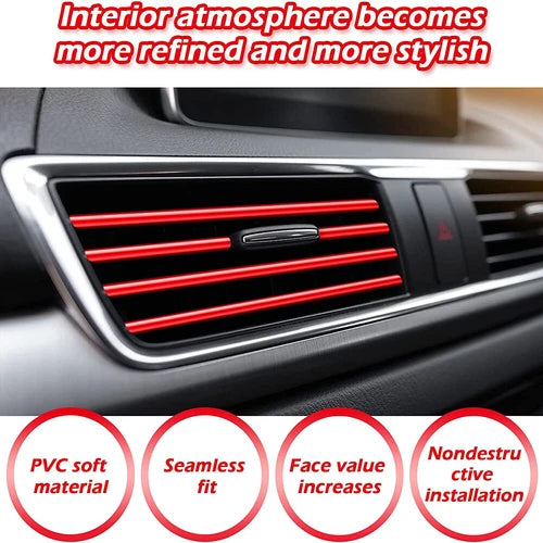 20PCS Red Car Air Conditioner Outlet Vent Decorative Strip Accessories