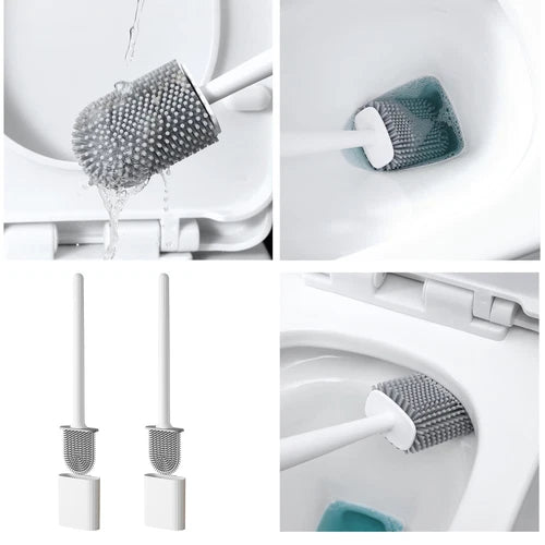 Bathroom Silicone Bristles Toilet Brush with Holder Creative Cleaning Brush Set