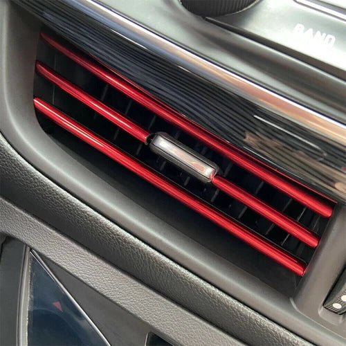 20PCS Red Car Air Conditioner Outlet Vent Decorative Strip Accessories
