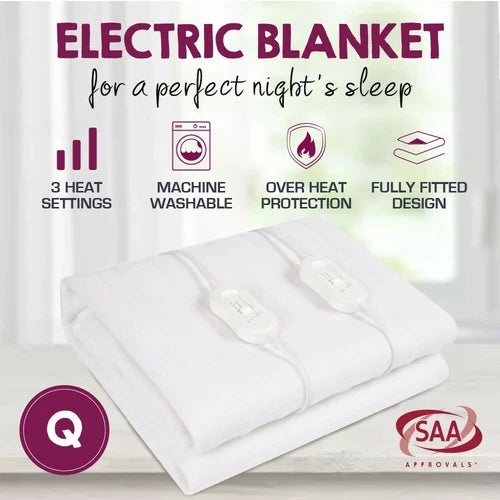 LUXOR Fully Fitted Washable Non Woven Electric Blanket Heated Pad S/KS/D/Q/K