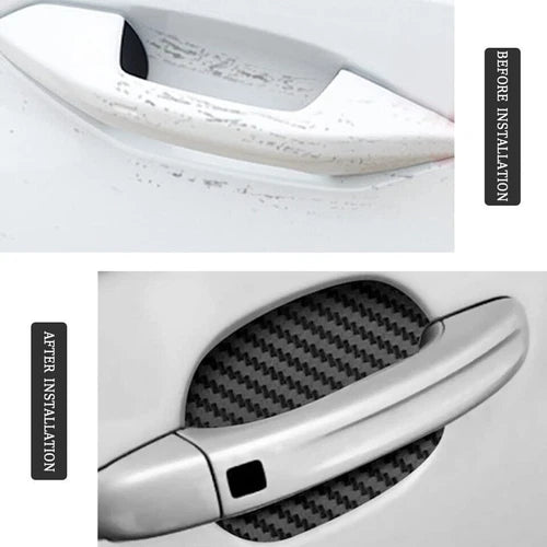 4pcs Car Door Handle 3D Carbon Fiber Anti Scratch Protector Film Cover Sticker