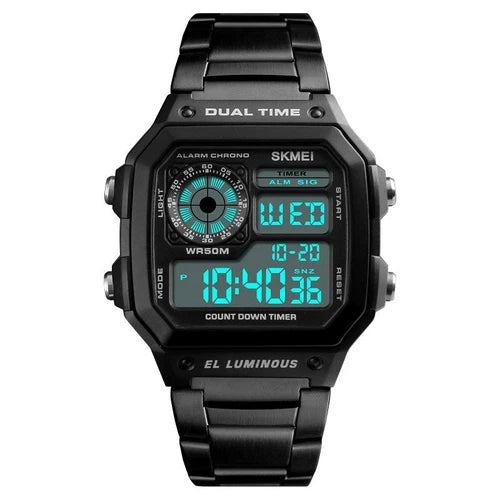 Men Digital LED Watch Date Waterproof Stainless Steel Military Sport Wrist Watch