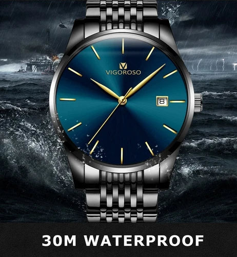 Fashion Men's Watches Stainless Steel Date Waterproof Sport Quartz Wristwatch