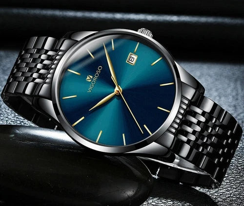 Fashion Men's Watches Stainless Steel Date Waterproof Sport Quartz Wristwatch