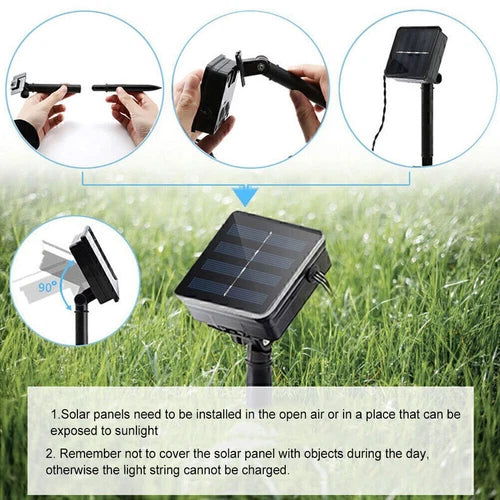10M 100 LED Solar Powered Ivy Vine Fairy String Lights Garden Outdoor Wall Light