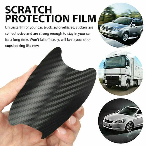 4pcs Car Door Handle 3D Carbon Fiber Anti Scratch Protector Film Cover Sticker