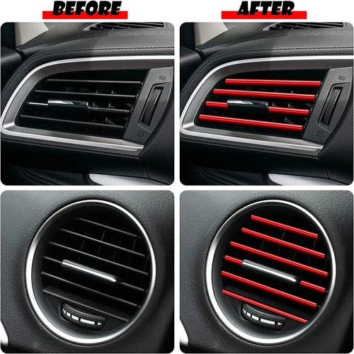 20PCS Red Car Air Conditioner Outlet Vent Decorative Strip Accessories