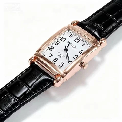 Luxury Rose Gold Ladies Quartz Watch - Fashion Women Leather Wristwatch Style