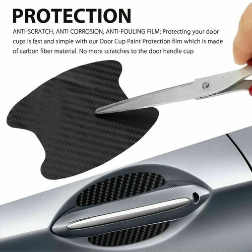 4pcs Car Door Handle 3D Carbon Fiber Anti Scratch Protector Film Cover Sticker