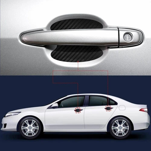 4pcs Car Door Handle 3D Carbon Fiber Anti Scratch Protector Film Cover Sticker