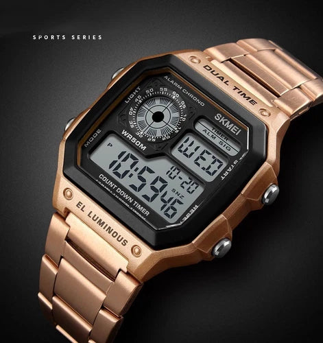 Men Digital LED Watch Date Waterproof Stainless Steel Military Sport Wrist Watch