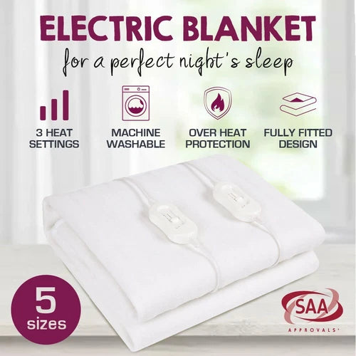 LUXOR Fully Fitted Washable Non Woven Electric Blanket Heated Pad S/KS/D/Q/K