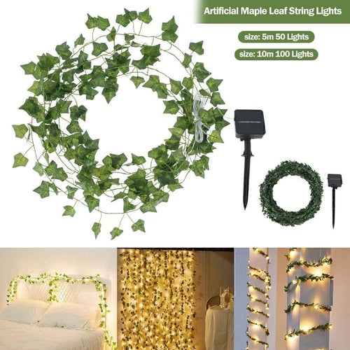 10M 100 LED Solar Powered Ivy Vine Fairy String Lights Garden Outdoor Wall Light