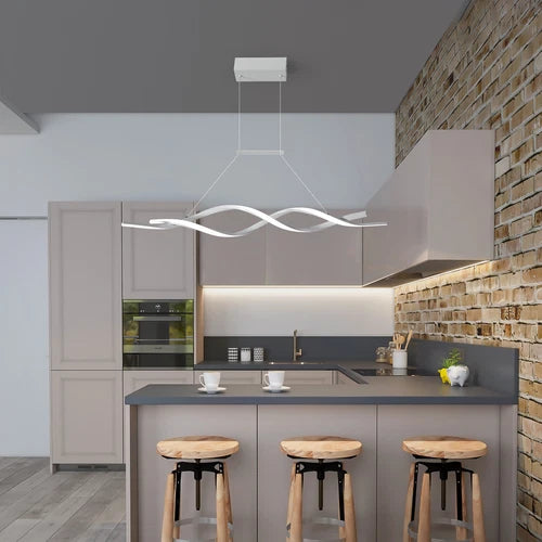 Geometric Pendant Lights Dining Room LED Chandelier w/ Remote for Kitchen Island