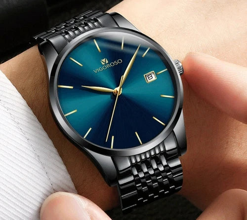 Fashion Men's Watches Stainless Steel Date Waterproof Sport Quartz Wristwatch
