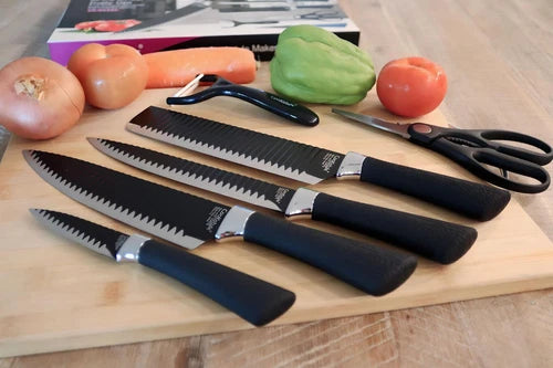 Kitchen Knife Set Chef Knives Stainless Steel Nonstick 6 pieces Scissor