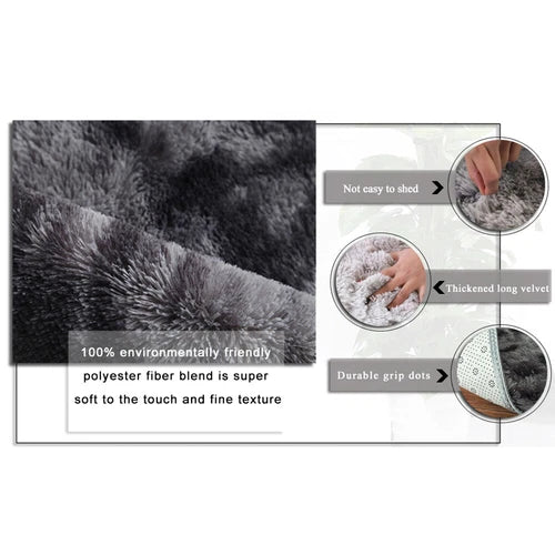 Fluffy Large Rug Plush Soft Shaggy Mat Living Room Carpet Bedroom Rugs Non Slip