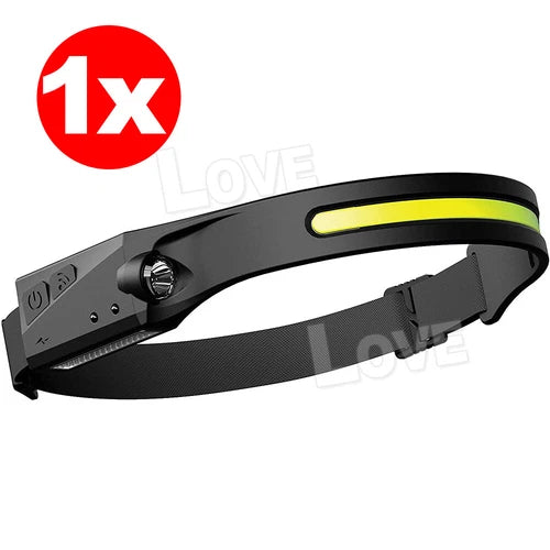 Waterproof COB LED Motion Sensor Head Torch Headlight USB Rechargeable Headlamp