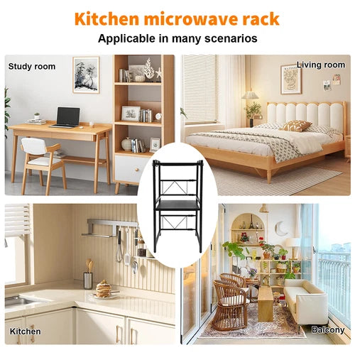 3 Tier Microwave Shelf Kitchen Adjustable Oven Storage Rack Stand Cabinet Holder