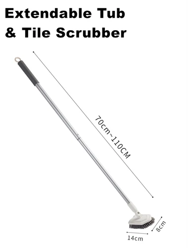 Adjustable Long Handle Floor Brush Cleaning Brush for Tub Tiles Glass Walls