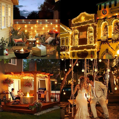 100/200LED Solar Globe String Lights Fairy Outdoor Festoon Party Garden Decor