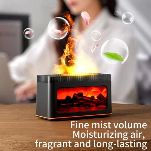 USB Ultrasonic Aroma Air Humidifier Flame Light Purifier Essential Oil Diffuser