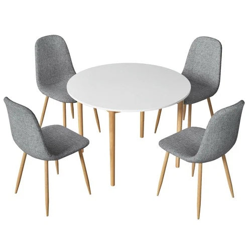Artiss Dining Table and Chairs Set 5PCS White Grey Restaurant Kitchen Furniture