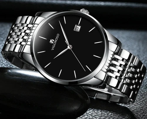 Fashion Men's Watches Stainless Steel Date Waterproof Sport Quartz Wristwatch