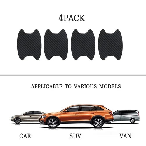 4pcs Car Door Handle 3D Carbon Fiber Anti Scratch Protector Film Cover Sticker