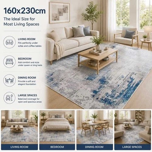 Modern Abstract Area Rug Soft No Slip Floor Carpet Living Room Bedroom Large Mat