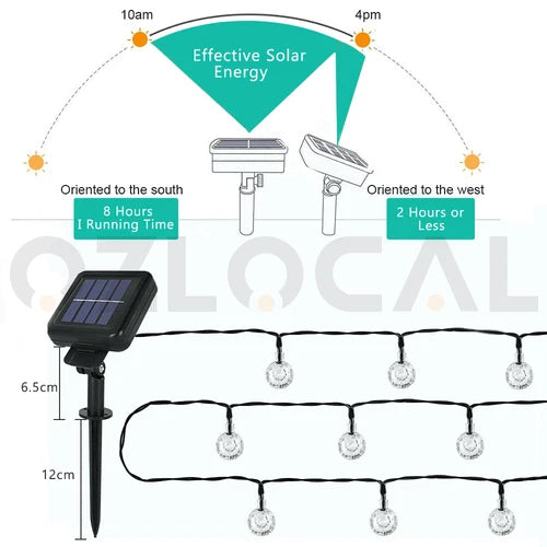 100/200LED Solar Globe String Lights Fairy Outdoor Festoon Party Garden Decor