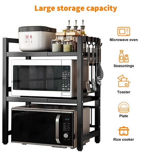 3 Tier Microwave Shelf Kitchen Adjustable Oven Storage Rack Stand Cabinet Holder
