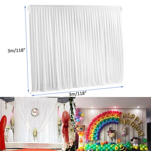 3m 6m White Stage Background Drape Soft Curtains Wedding Birthday Party Photogra