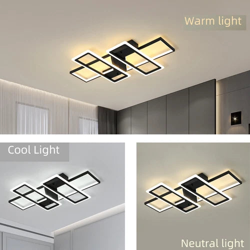 Modern Minimalist LED Flush Mount Ceiling Light with Remote for Bedroom Dining