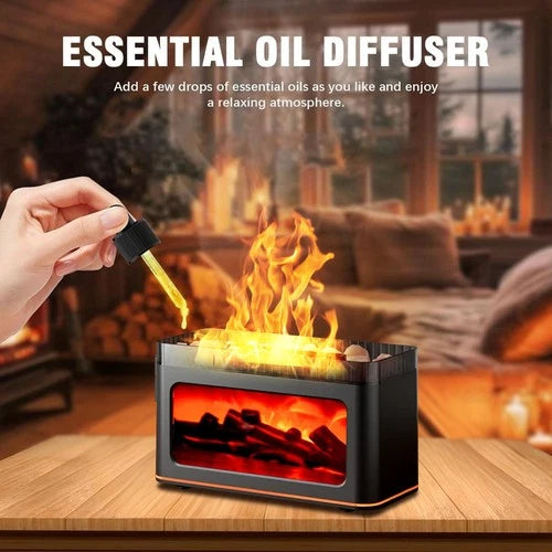 USB Ultrasonic Aroma Air Humidifier Flame Light Purifier Essential Oil Diffuser