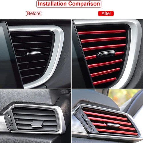 20PCS Red Car Air Conditioner Outlet Vent Decorative Strip Accessories