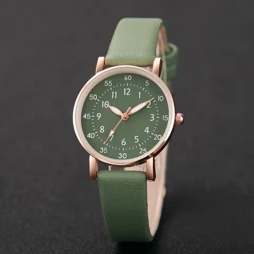 2PCS/Set Women s Watch Fashion Leather Band Quartz Watches Flower Bracelet Set