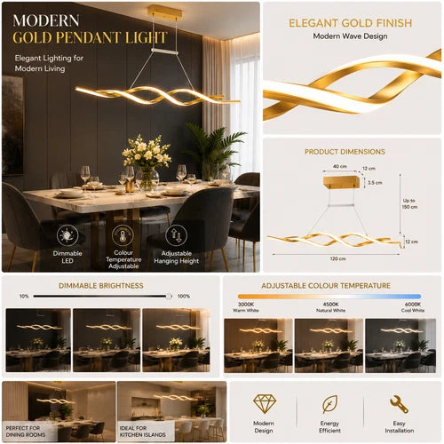 Geometric Pendant Lights Dining Room LED Chandelier w/ Remote for Kitchen Island