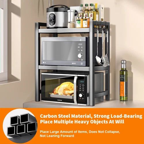 3 Tier Microwave Shelf Kitchen Adjustable Oven Storage Rack Stand Cabinet Holder
