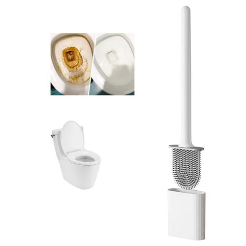 Bathroom Silicone Bristles Toilet Brush with Holder Creative Cleaning Brush Set