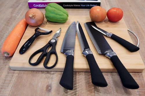 Kitchen Knife Set Chef Knives Stainless Steel Nonstick 6 pieces Scissor