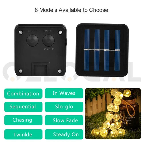 100/200LED Solar Globe String Lights Fairy Outdoor Festoon Party Garden Decor