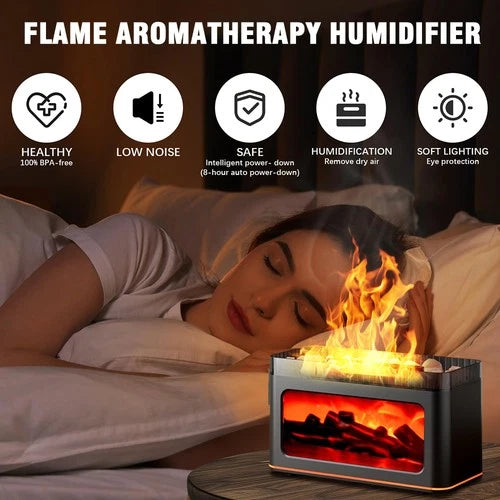 USB Ultrasonic Aroma Air Humidifier Flame Light Purifier Essential Oil Diffuser