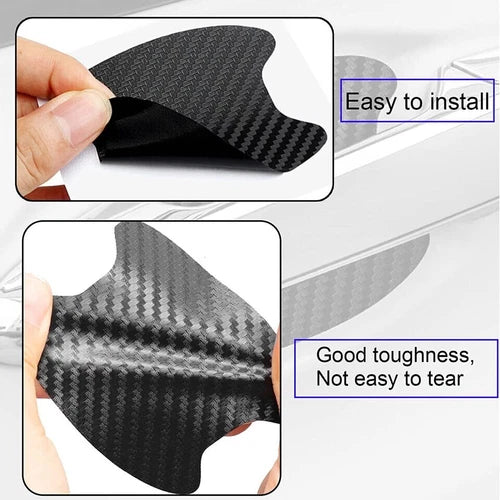 4pcs Car Door Handle 3D Carbon Fiber Anti Scratch Protector Film Cover Sticker