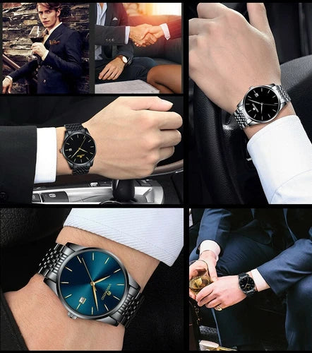 Fashion Men's Watches Stainless Steel Date Waterproof Sport Quartz Wristwatch