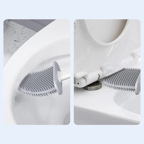 Bathroom Silicone Bristles Toilet Brush with Holder Creative Cleaning Brush Set