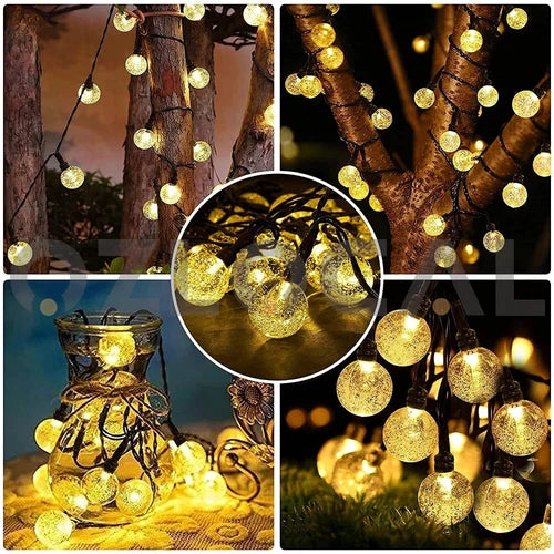 100/200LED Solar Globe String Lights Fairy Outdoor Festoon Party Garden Decor