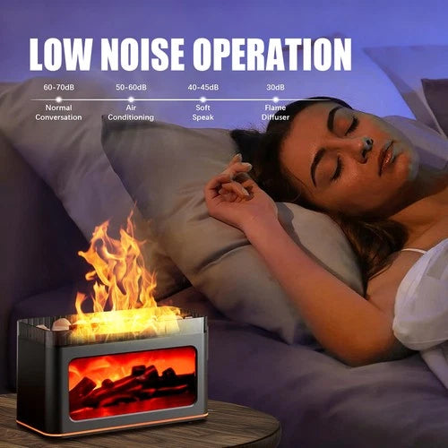USB Ultrasonic Aroma Air Humidifier Flame Light Purifier Essential Oil Diffuser