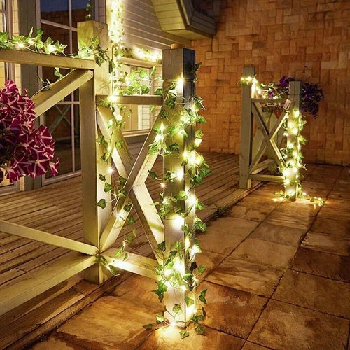 10M 100 LED Solar Powered Ivy Vine Fairy String Lights Garden Outdoor Wall Light